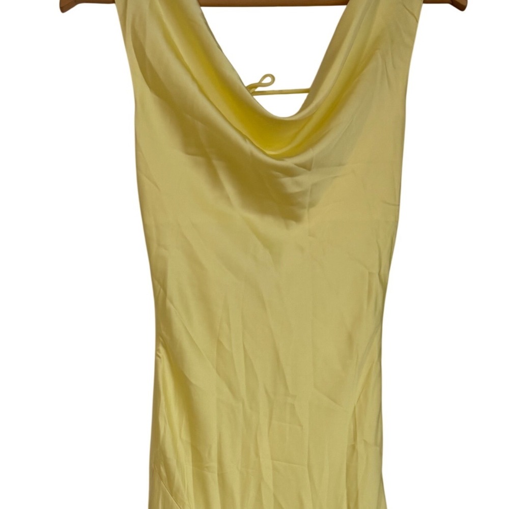 Peppermayo Be Mine Satin Maxi Dress‎ 2 Canary Yellow Bias Cowl Open Back Chic - Picture 5 of 16